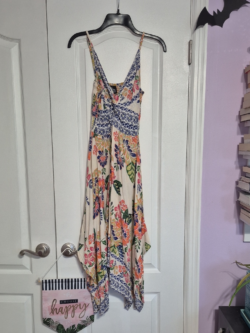 ANGIE Floral V-Neck Spaghetti Strap Maxi Dress in Cream